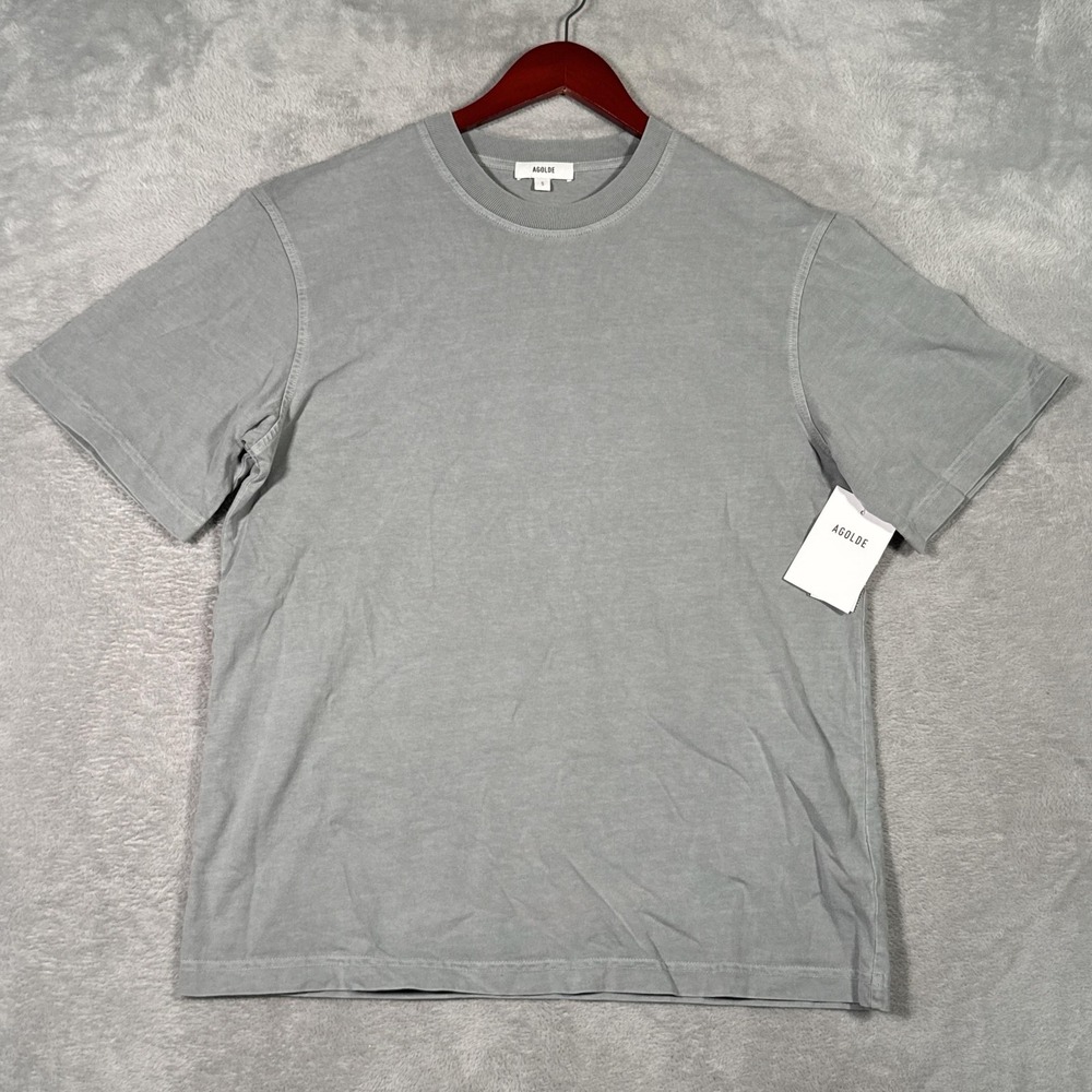 AGOLDE Shirt Mens Small Gray Asha Mock Neck Tee 100% Cotton USA Vintage Wash